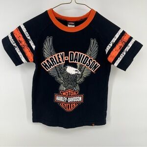 Harley-Davidson Eagle Graphic Tee Orange Black Size 6
Baby tee cropped